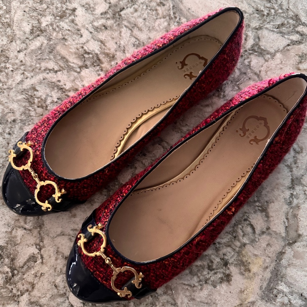 C. Wonder | Signature Logo Loafer Ballet Flat | Raspberry Tweed | Size: 9.5